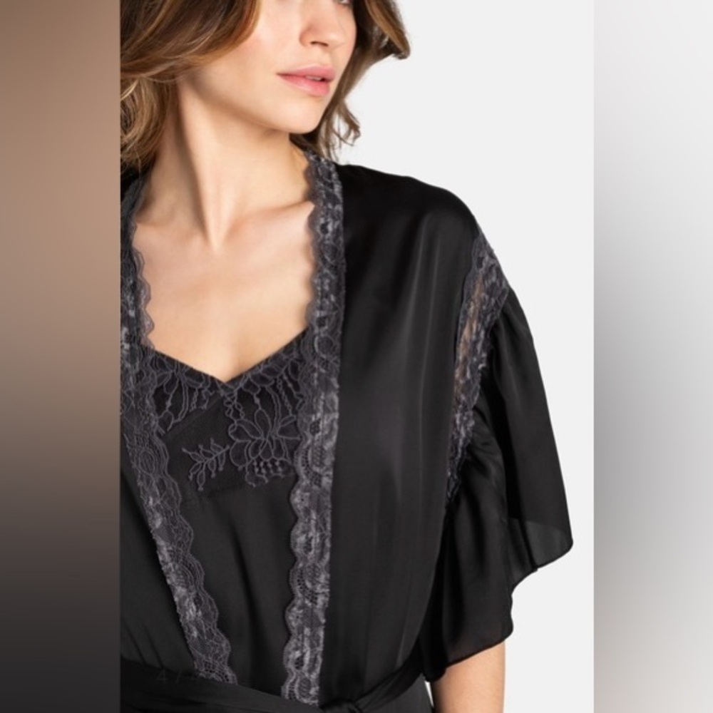 🆕 Free People Intimately Moonbeam Black Ruffle Robe - Picture 4 of 9